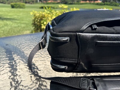 TUMI ARRIVE Black Leather/Nylon Sawyer Briefcase $795 Msrp | eBay