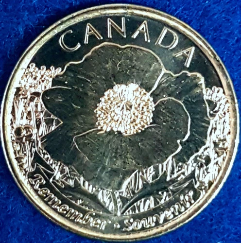 2015 GEM UNC Canadian Non Coloured Poppy Remembrance Quarter  ID #36