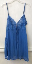 Victoria's Secret Sheer Blue Flyaway Babydoll Nightie Gown Size L Large