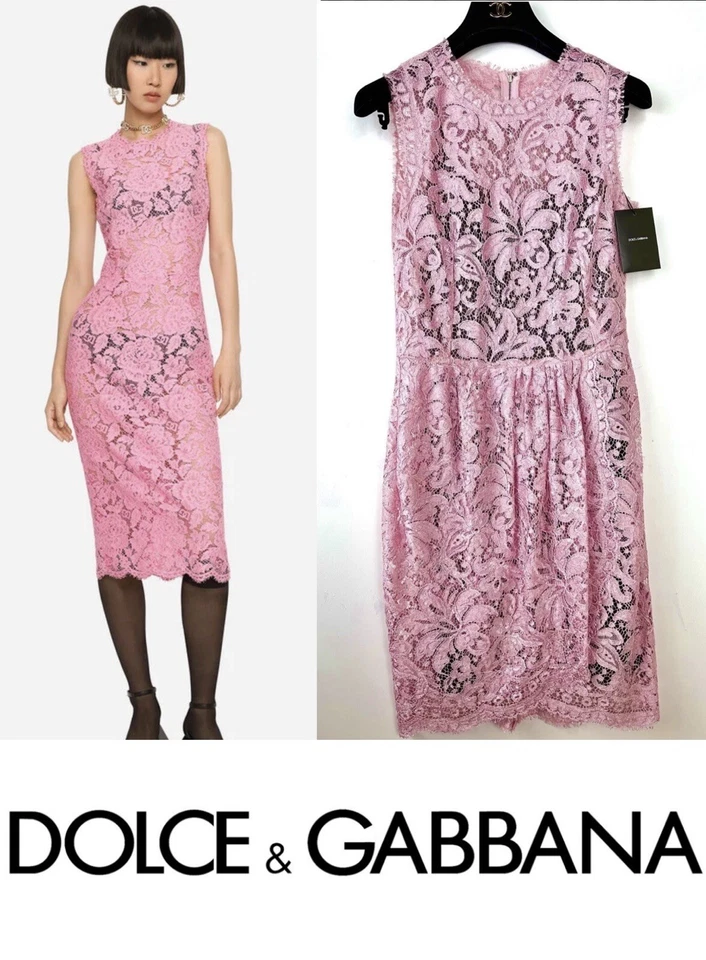 Conjunto de 2 vestidos 3k Dolce & Gabbana 2017 2024 rosa renda preta LOTE 38 40 2 4 6 P M top - Imagem 4 de 4