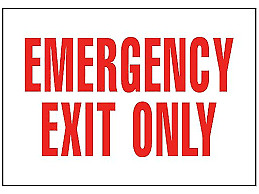   ''EMERGENCY EXIT ONLY''   BUILDING SIGN SELF ADHESIVE VINYL  