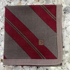 MAN HANDKERCHIEF CLASSIC COTTON POCKET ART SQUARE RED GRAY SOLID STRIP 18   M153