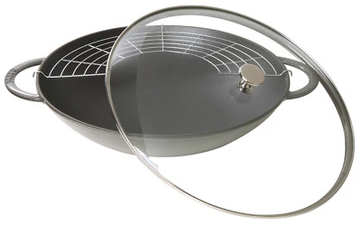 Staub Kochgeschirr Wok rund Graphitgrau 37 cm alle Herdarten Vielseitig einset - Bild 1 von 4
