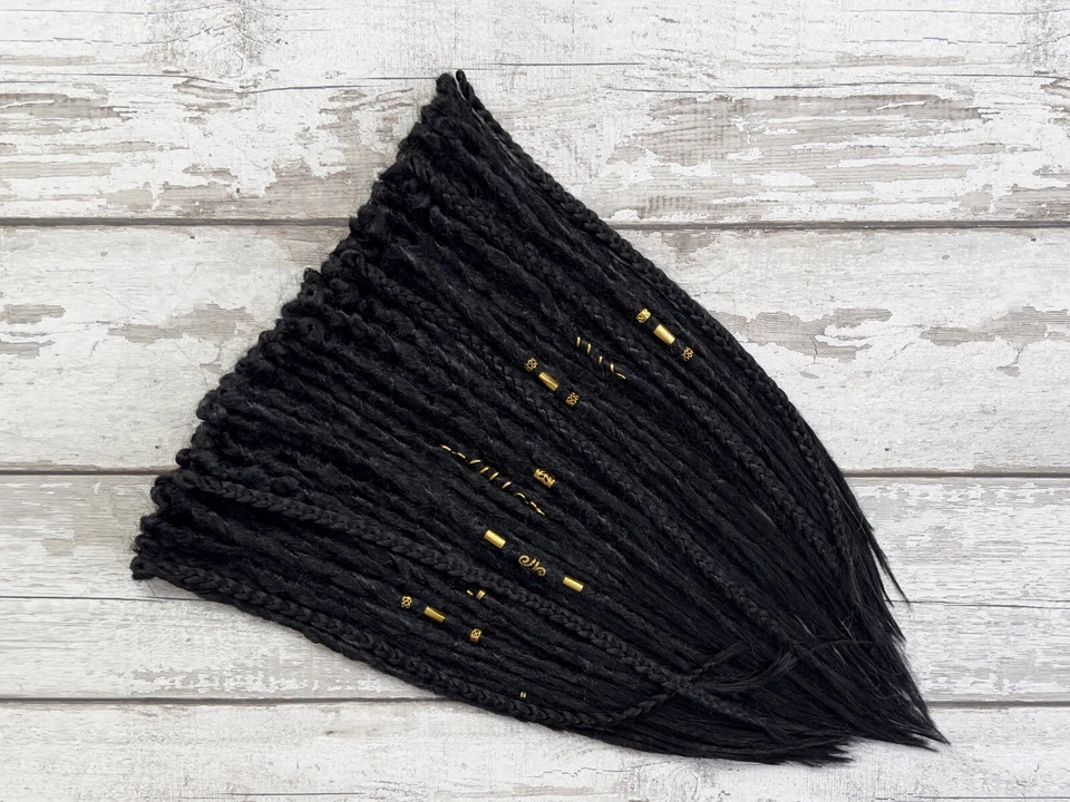 Black Crochet Dread Extensions, Single Double End Braid in Dreadlocks Handmade - Image 4 of 4
