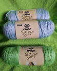Lot of 3 Caron Simply Soft Yarn 6oz /315 yds - #4 Worsted Acrylic Soft Blue,Lime