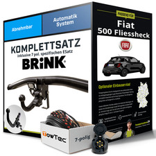 Für FIAT 500 Fliessheck Typ 312 Anhängerkupplung abnehmbar +eSatz 7pol 15- Set
