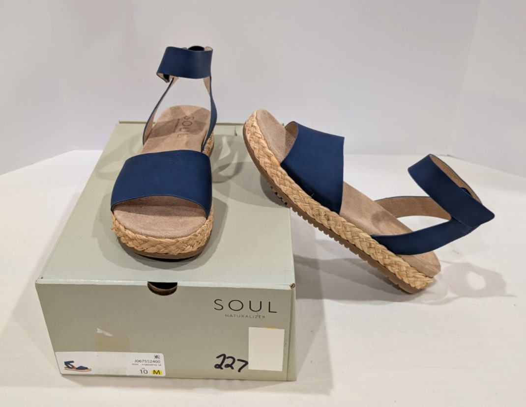 SOUL Naturalizer Ankle Strap Sandals Women’s Size 10M Blue Faux Leather NEW NIB