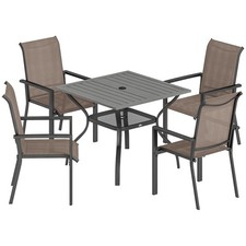 5-Piece Outdoor Dining Set: 90x90cm Table + 4 Stackable Chairs