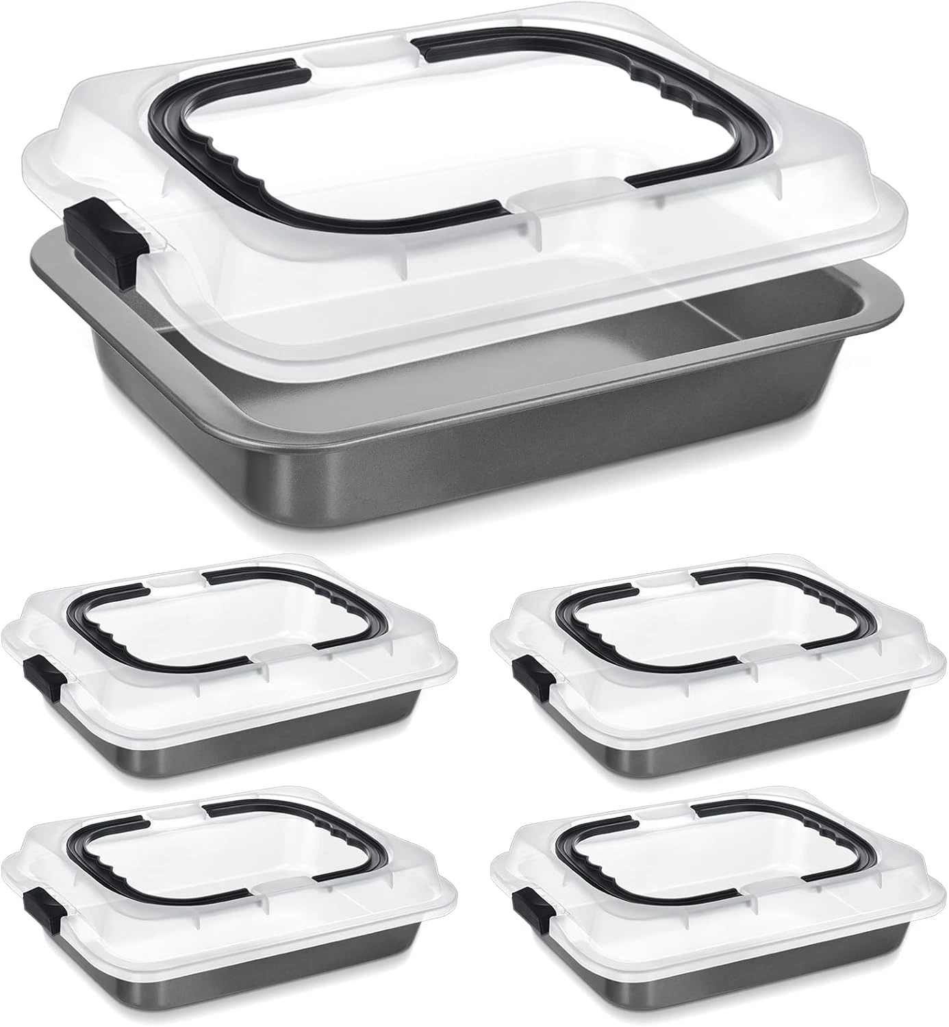 4 Pcs Cake Baking Pan with Lid and Handle, 9 X 13 Inch Non-Stick Rectangle Sheet
Opens in a new wind