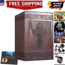 Cremation Urns for Human Ashes Adult Male Female, Wooden Carved Urns Box for ...