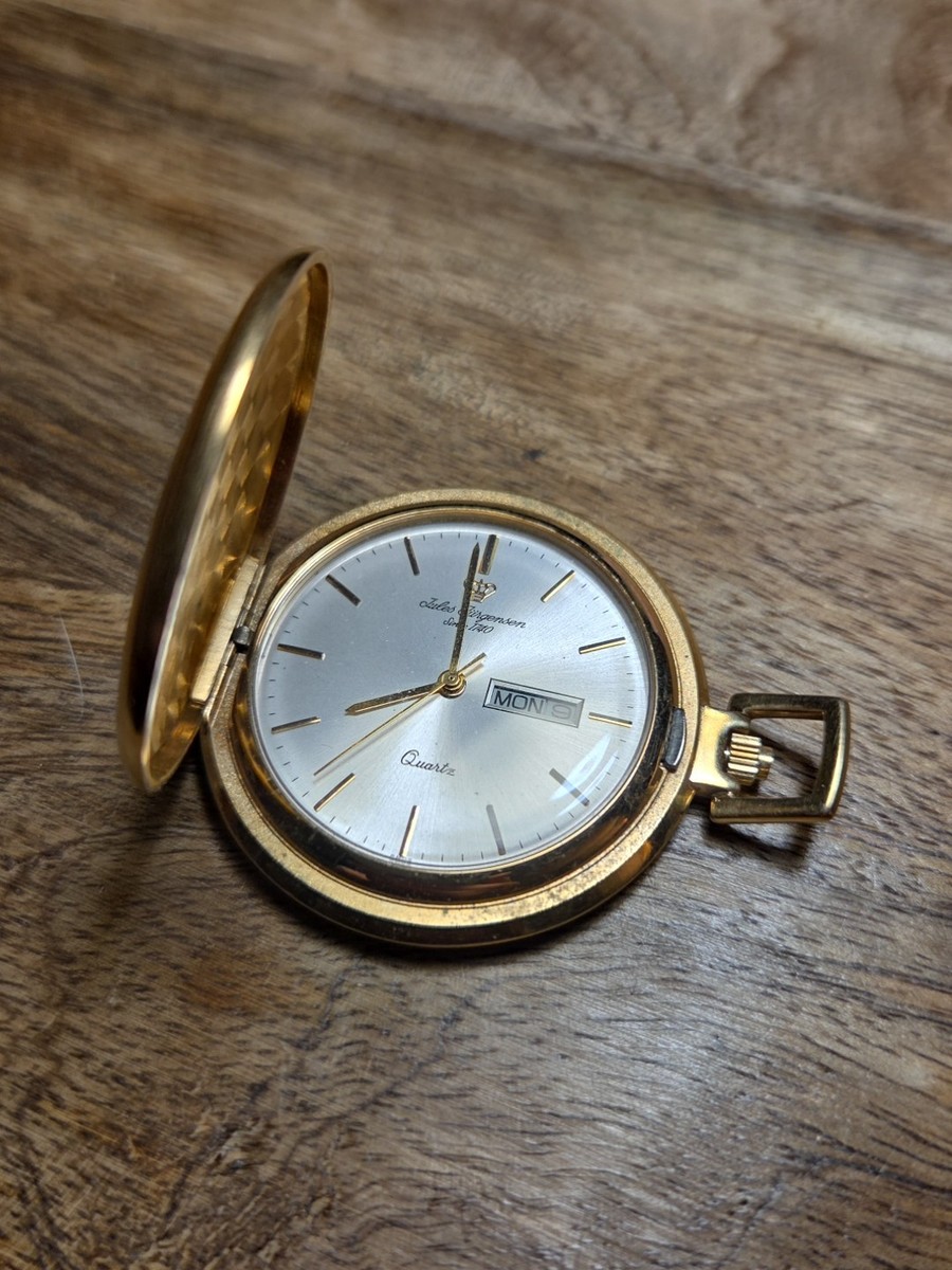 Jules Jurgensen Gold Tone Day Date Pocket Watch Working Not Tested