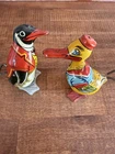 (2) Vintage J. Chein SAILOR DUCK and PENGUIN Tin Litho Wind-Up Toys - Working