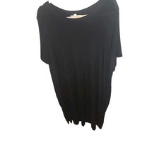 Women's 1X (16W-18W) Terra & Sky Black Knit Short Sleeve T-Shirt Dress 