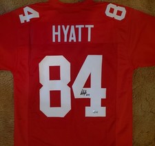 NEW YORK GIANTS JALIN HYATT SIGNED JERSEY. RED. Sz LARGE. BECKETT COA. WR