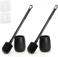 Silicone Toilet Bowl Brush and Holder 2 Pack Long Handle Toilet Brush for