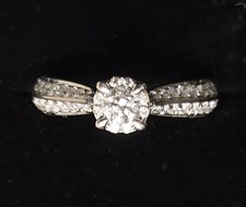 .60 ctw Round Cut Diamond Halo w/Accents Engagement Ring 14k White Gold Sz 6.5