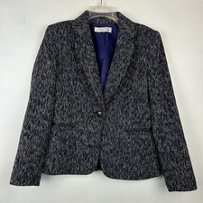 Tahari Arthur S Levine Womens 8 Wool Blend Blazer Tweed Textured Office Career