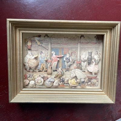 Vintage Anton Pieck Hand Cut Paper Framed 3D Shadow Box Art Circus Variete 