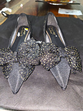 Circus by Sam Edelman Women  s Black Gray Mesh Glitter Bow Ballet Flats 8.5M