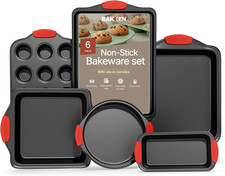 Baking Set   6 Piece Kitchen Oven Bakeware Set   Deluxe Non-Stick Black Coating