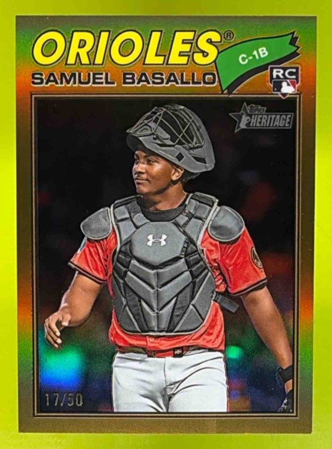 2026 Topps Heritage Samuel Basallo Chrome Gold Refractor /50 #175 RC Orioles