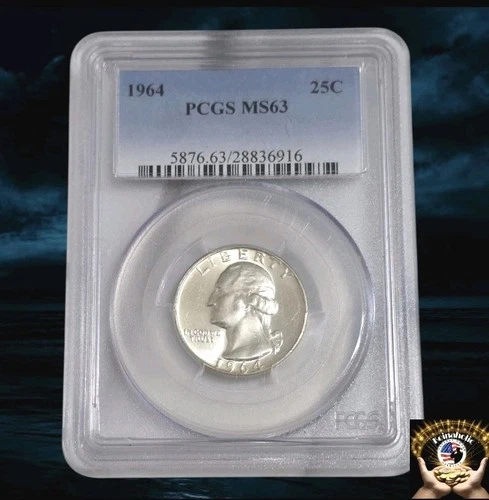 1964 Silver Washington Quarter 25c PCGS MS63 Blue Label Pulled From Storage 🔥