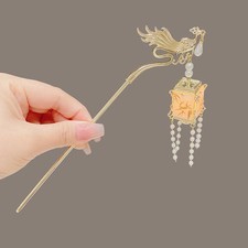 Chinese Style Phoenix Tassel Hairpin Glowing Lantern Hair Accessory