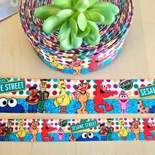 7/8  1.5" 1 YD Cartoon Character Grosgrain Ribbon Sesame Inspired