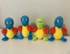 Fun Express Dinosaur Dino Plush Stuffed Animal Blue Boxing Gloves Soft Lot Of 4