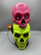 Hyde Eek Neon 14" Light Sound Stacked Skulls Halloween Blow Mold Pink Green NEW