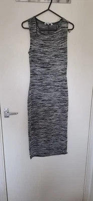 New look black and grey striped maxi dress size 12 - Image 1 of 3