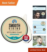 2oz Smooth Viking Strong Hold Hair Clay - Oil-Free, Nourishing, All Hair Types