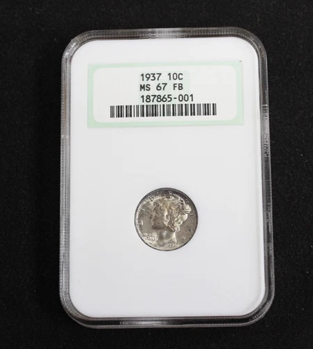 1937 Mercury 10C Coin NGC Certified MS 67 FB Silver Dime