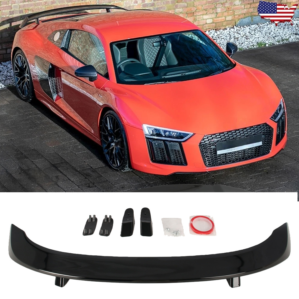 Gloss Black Rear Trunk Spoiler Lip Roof Tail Wing For Audi R8 Coupe 2020-24