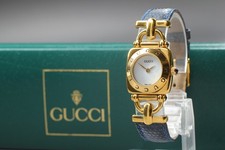 New Batt. [Near MINT / Box] Vintage GUCCI Horsebit 6300L Gold Qz Womens Watch