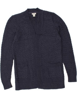 L.L.BEAN Damen offene Strickjacke Pullover UK 10 Small marineblau Baumwolle BF09