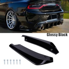 For Dodge Charger 2006-2023 Rear Bumper Fin Diffuser Splitter Lips Canard Black