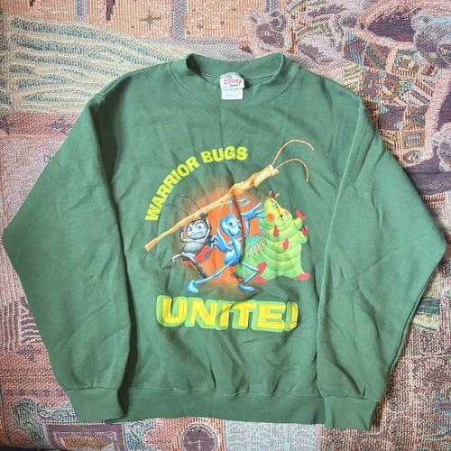 Disney Store A Bug's Life Warrior Bugs Unite Pullover Sweatshirt Green 10/12 L