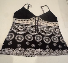 Studio Donatella Camisole Lingerie Black And White Lace Accent Adjustable Straps