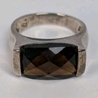Vintage Sterling Silver 925 Modernist Faceted Smoky Topaz Band Ring Sz 6 Signed