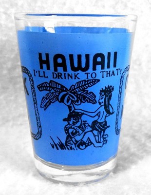 Hawaii ''Suck 'Em Up!'' Large Shot Glass ''Bottoms Up'' Shooter 3-1/4'' Jigger