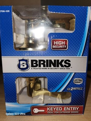 Brinks High Security Keyed Entry Lock Exterior  Interior Door Handle Ez Install