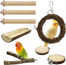 Hamiledyi Bird Perch 8PCS Parrot Wood Perch Parrot Stand Branch Paw Grinding For