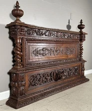 Antique French Black Forest/Hunting Panel/Railing /Bed Headboard in Oak