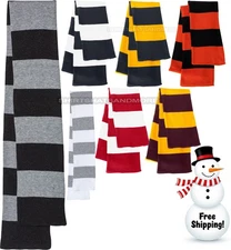 Mens & Womens Rugby Team Sport Colors Striped Winter Warm Knit Scarf NEW!