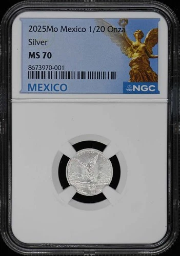 2025 Mo Mexico 1/20 Onza Libertad Silver NGC MS70 Low Mintage 200