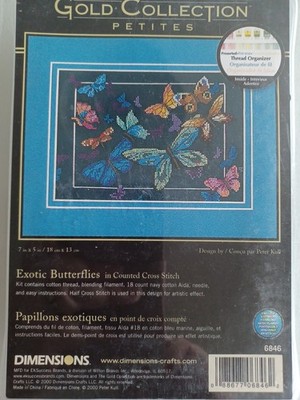 NEU, UNGEÖFFNET, ABMESSUNGEN GOLD GEZÄHLT KREUZSTICH-SET. 'EXOTISCHE SCHMETTERLINGE'.