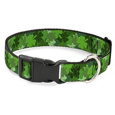 9-15" St. Pat'S Stacked Shamrocks Greens 1" Wide - Fits 9-15" Neck - Small