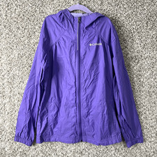 Columbia Jacket Girls Medium 10-12 Switchback Purple Zip Hooded Windbreaker Rain