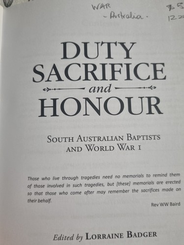 Badger - Duty Sacrifice and Honour: South Australian Baptists and World War I - Picture 3 of 15